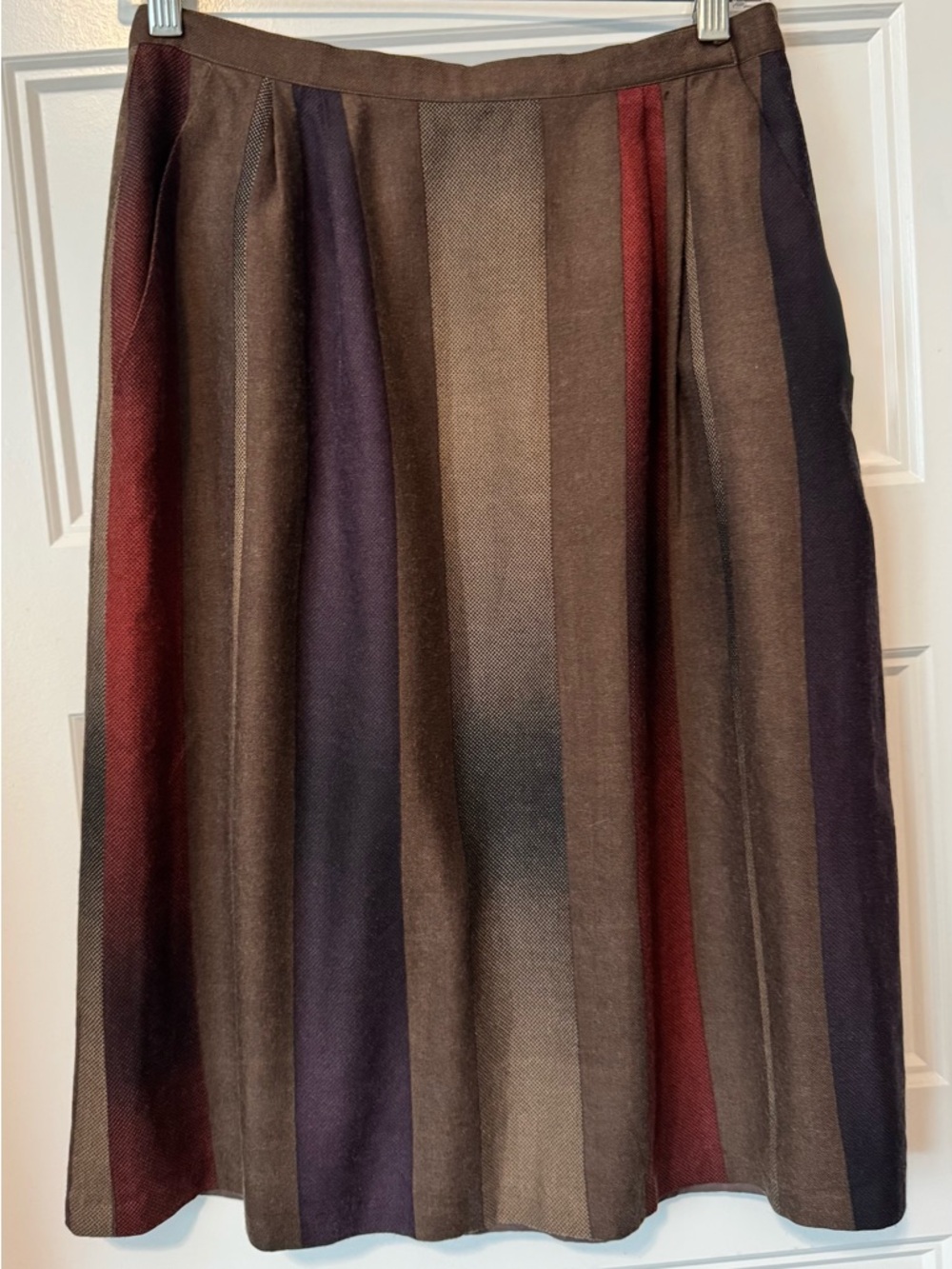 A-Line Multi-Stripe Brown Red Purple Skirt